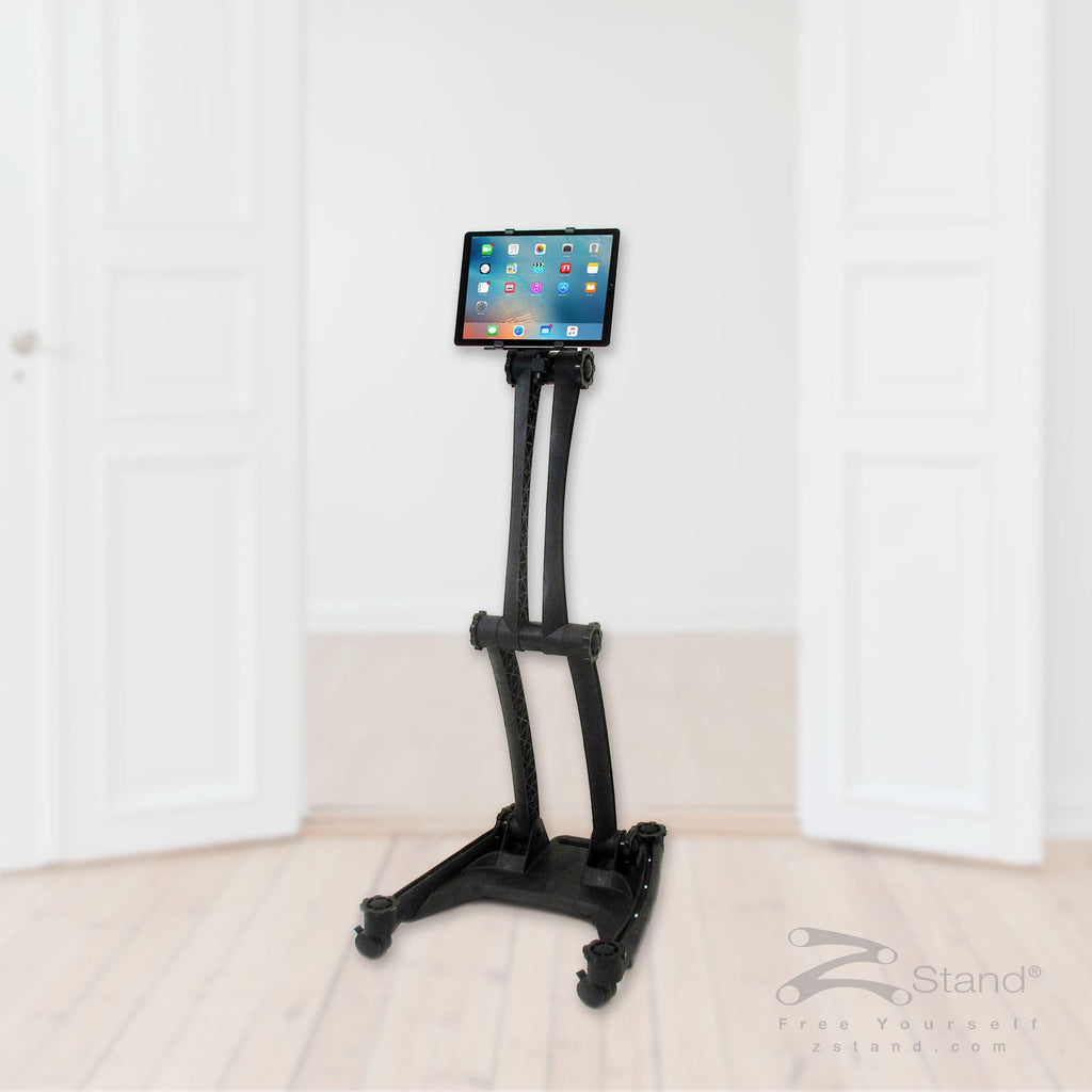 Image of a black ZStand Sportster, portable personal assistant tablet holder